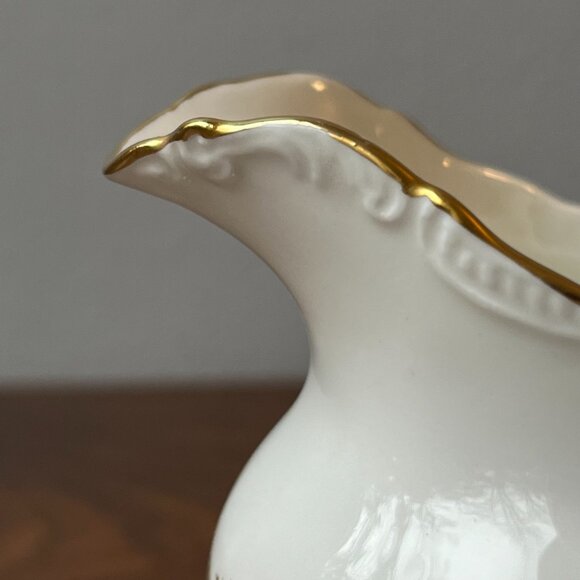 COALPORT Burgundy Pattern Creamer Cream Pitcher White Gold Grapes Vines England - Picture 9 of 14